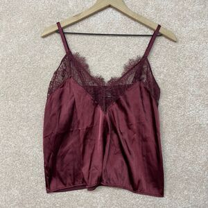 Mentionables Satin Lace Y2K Cami Tank Top Size Large‎ Slinky Romantic